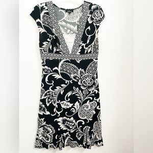 Elegant Black and White Floral Dress